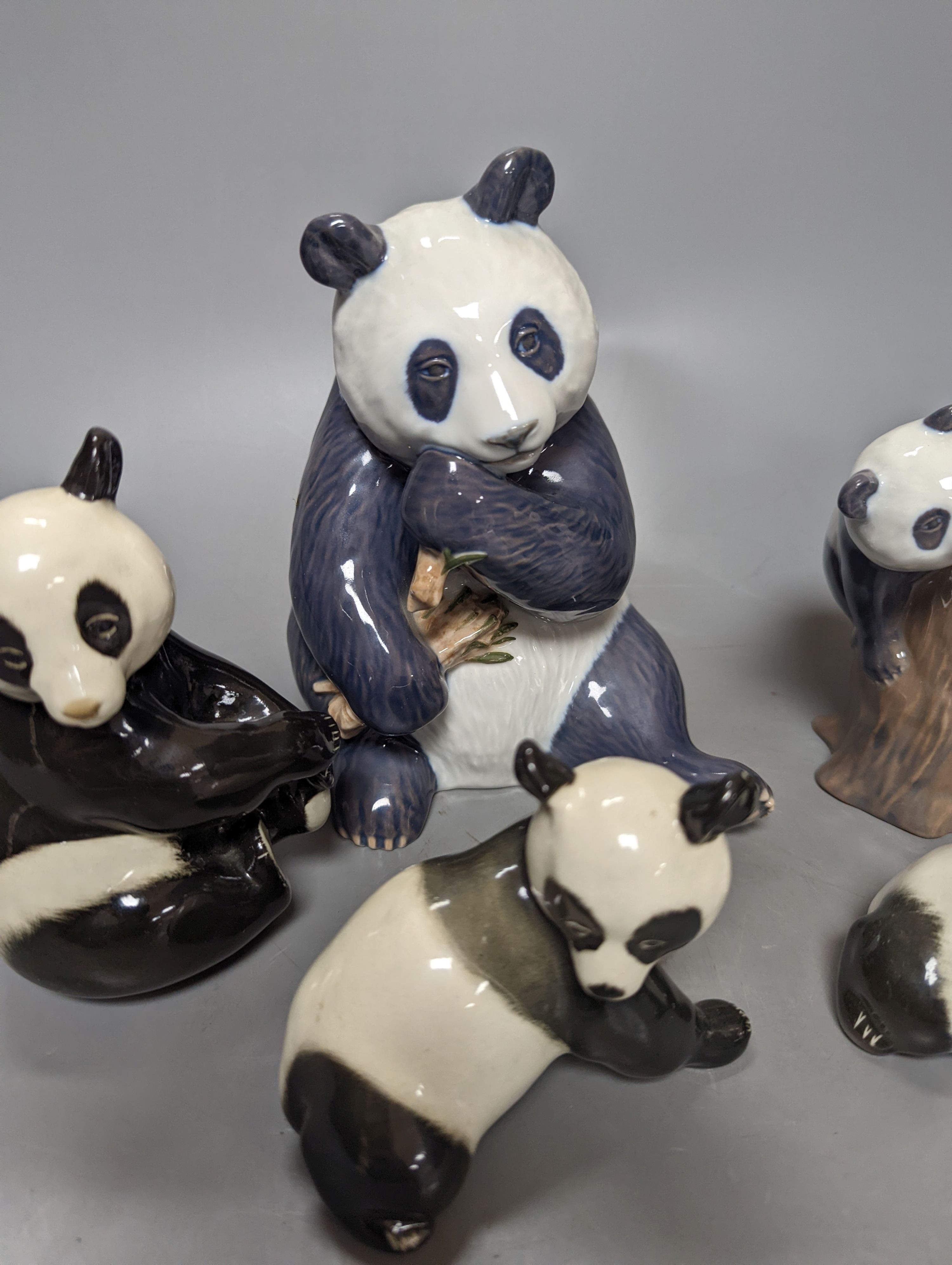 A Copenhagen panda and five USSR animal models, tallest 17cm.